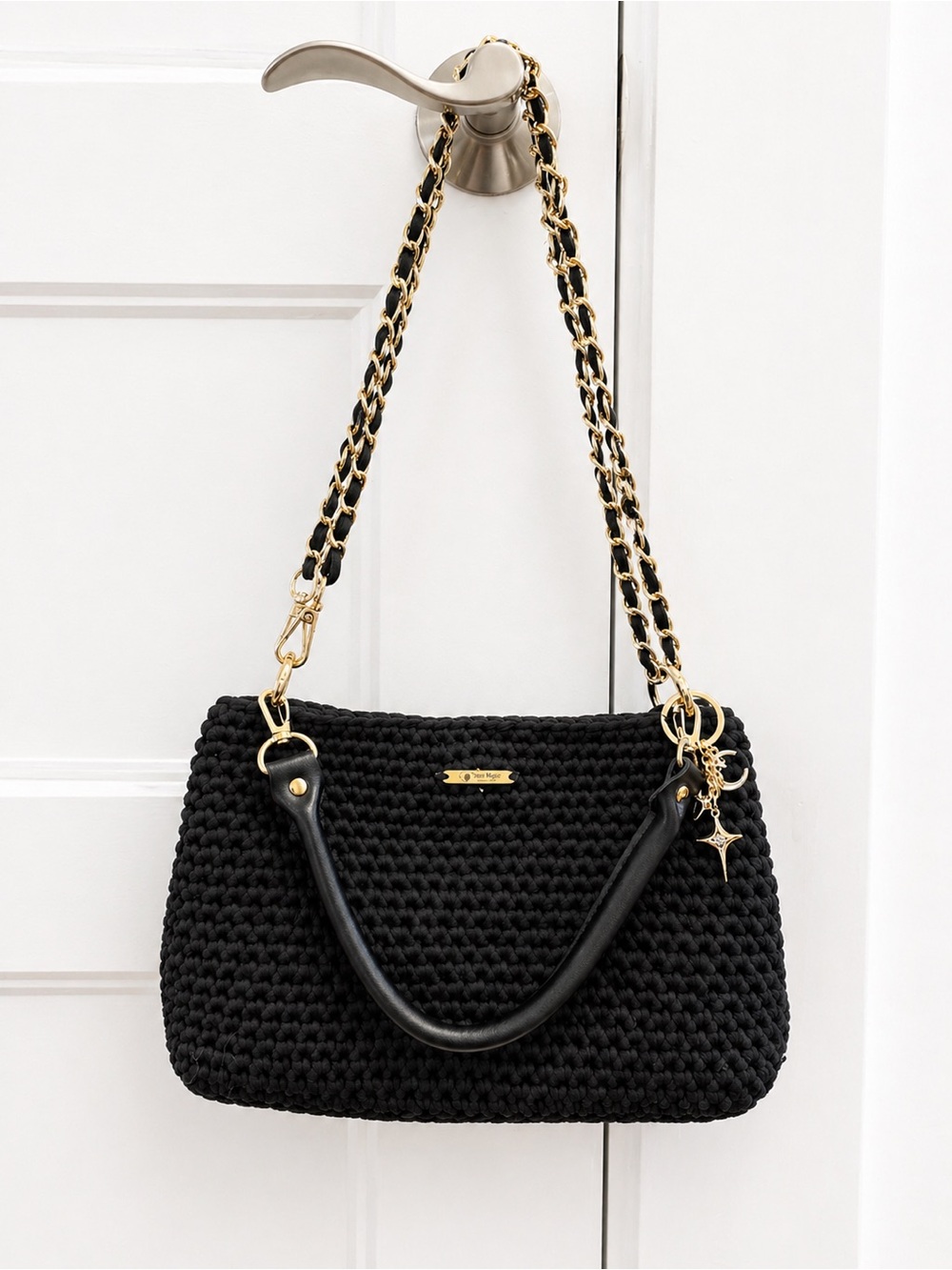 HANDMADE Crochet Black Shoulder Bag by Yarn Magic Collective